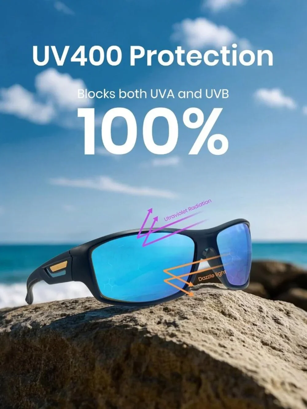 Polarized Fishing Sunglasses for Men - UV400 Wrap-Around Sports Shades